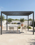 PURE 3x3m Pergola with Manual Louvered Roof and solar powered lighting