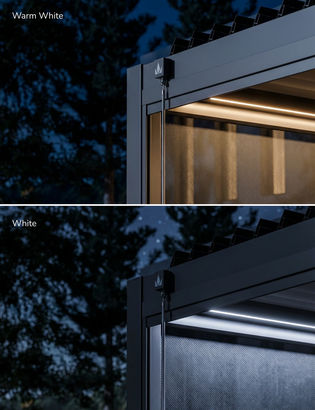 PURE 4x3m Pergola with Manual Louvered Roof and solar powered lighting